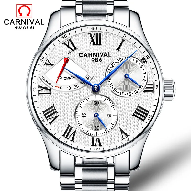 

Switzerland Carnival Brand Luxury Men Watches Automatic Mechanical Sapphire Energy Shows Multi-function Dial Male Clock C8773G-1