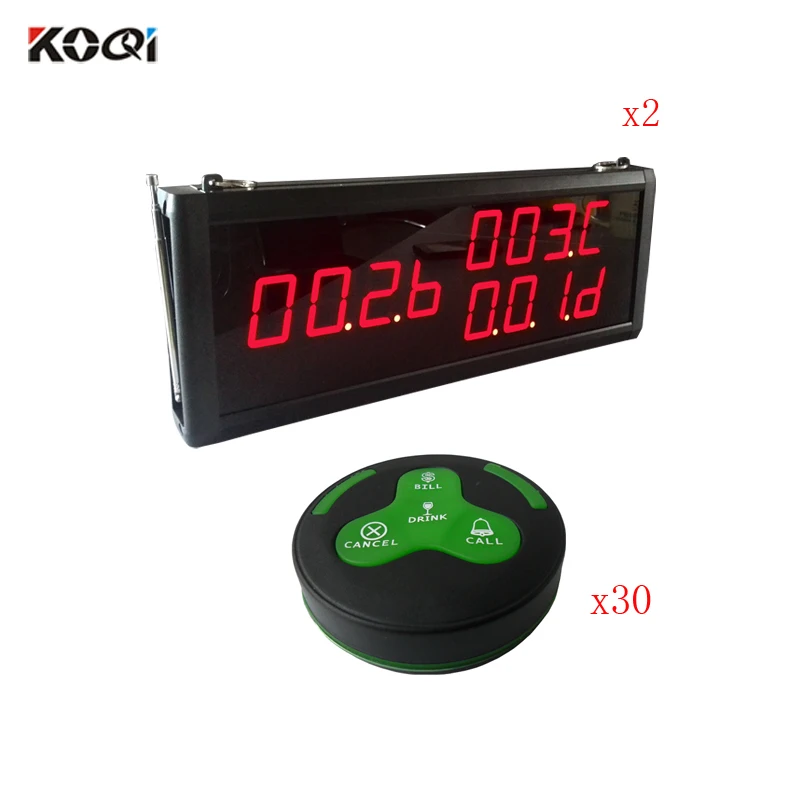 Wireless Buzzer Quiz System 300m Wireless Transmitter And Receiver Equipment For Eestaurant Hotel ( 2 display 30 call button)