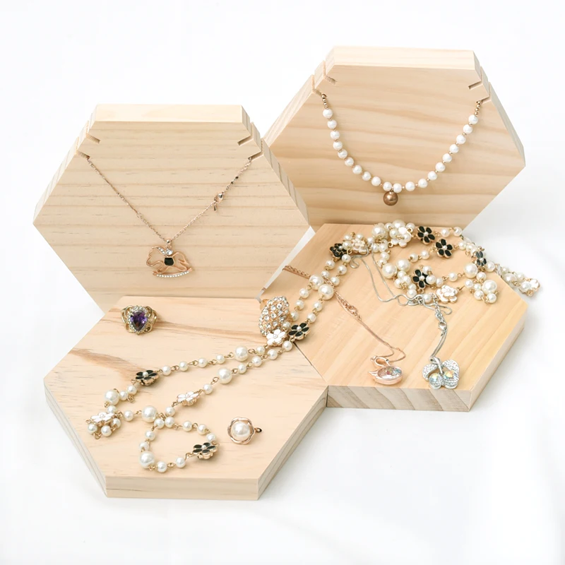 

Solid Wood Pendant Necklace Display Holder Ring Earrings Display Blocks Jewelry Display Blocks