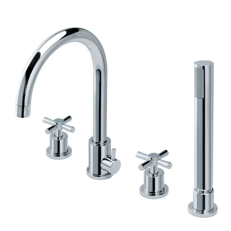 bathroom Products Solid Finishing Hot And Cold 4 Holes 2 Handles Pcs Bathtub Faucet Taps Mixer BF995