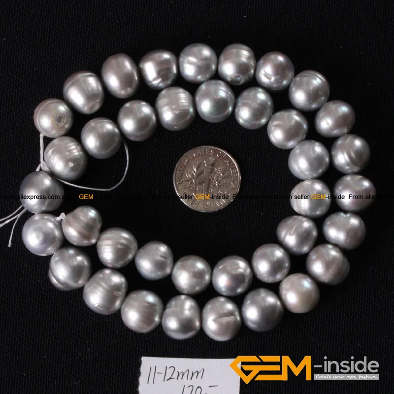 Pearl:11-12mm Round Genuine Freshwater Pearl Beads Strand 15\