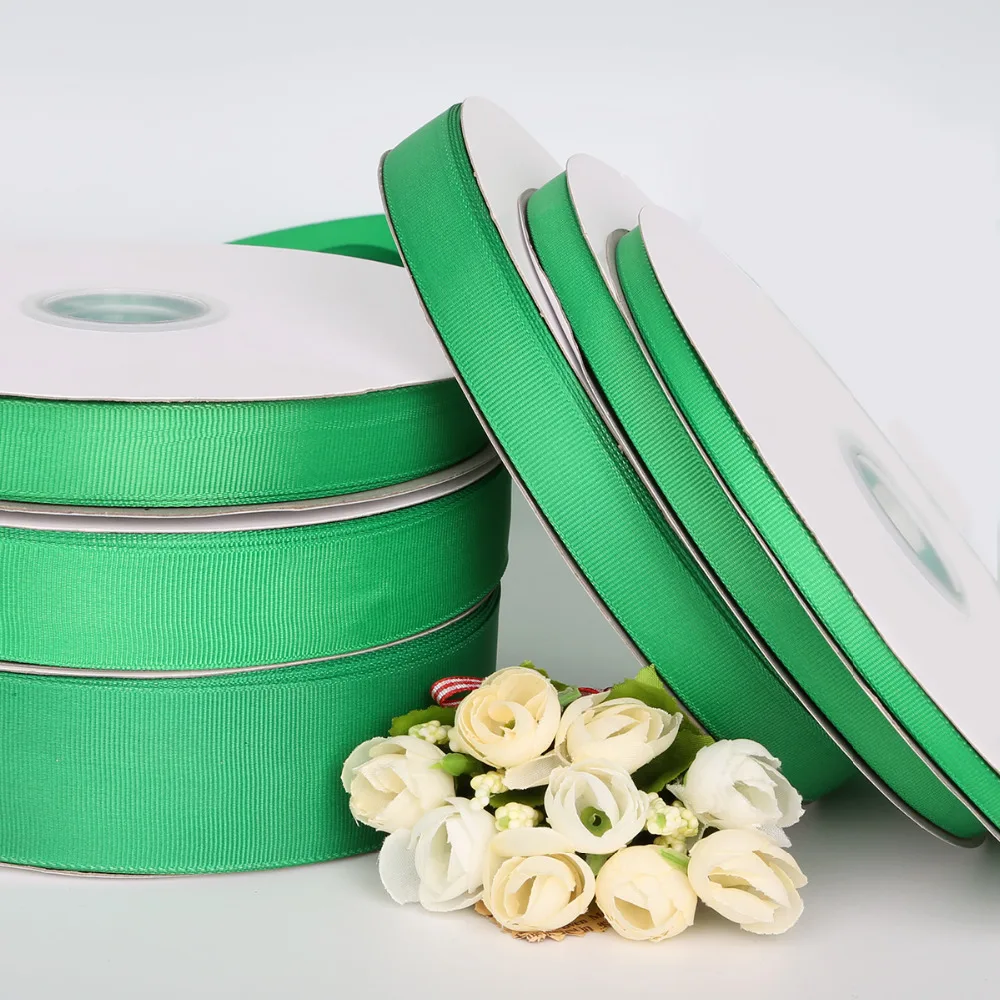 Green Color 5 Yards/lot Grosgrain Ribbon for Wedding Party Decoration&DIY Gift Wrapping Pick Size 7mm/10mm/15mm/20mm/25mm/38mm