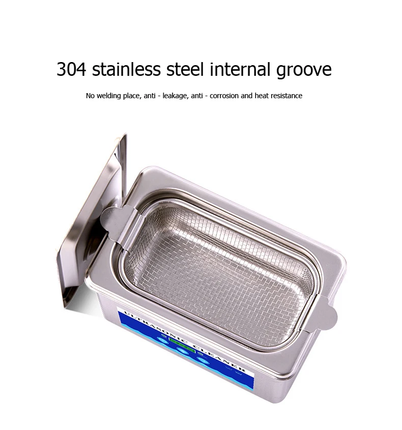 Tanque de limpeza ultrassônico de aço inoxidável da onda do ultrassom do banho de 800ml para a parte da ferramenta do prego das moedas