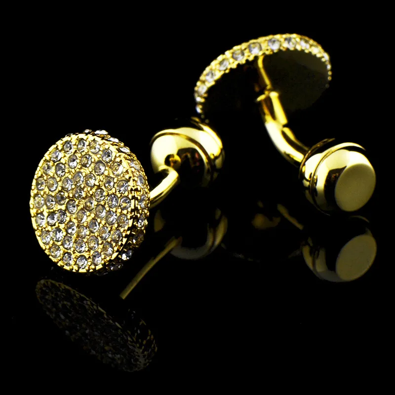 Jewelry shirt Fashion cufflink for mens Brand color Gold crystal Cuff link Luxury Wedding Button male High Quality Free Shipping