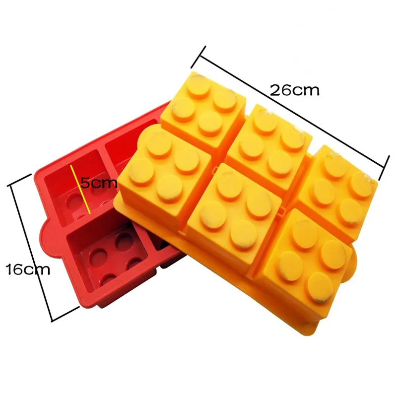 Large Robot Blocks Shape Cake Mold Baking Decorating Tools Silicone Ice Mold 6 Bricks Ice Cream Tools Tubs Silicone Cake Mold