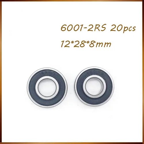 Free shipping 2018 hot sale 20pcs 6001-2RS 6001RS 6001 deep groove ball bearing 12x28x8mm