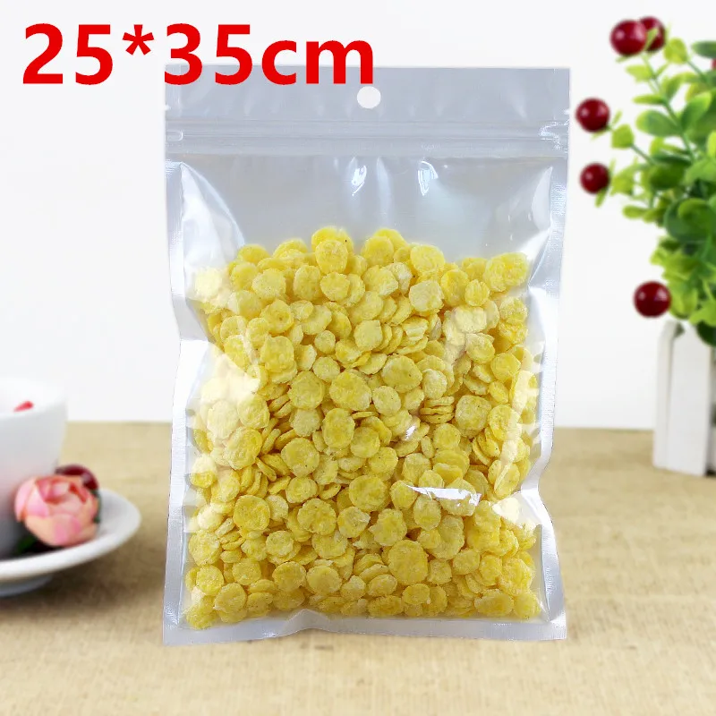 25*35cm White/Clear Self Seal Zipper Resealable Plastic Retail Packaging OPP Poly Bag, Ziplock Zip Lock Bag Storage W/ Hang Hole