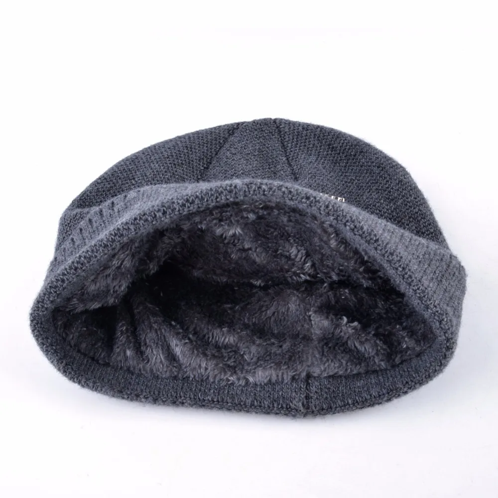 Winter Hat Thick Knitted Skullies Beanies Men Double Layer Keep Warm Knitting Hats For Men Add Velvet Caps Boy Touca