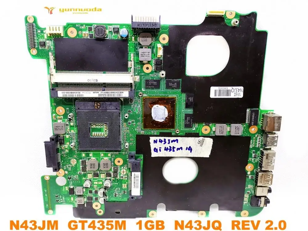 Original for ASUS N43JM N43JQ    laptop motherboard N43JM  GT435M  1GB  N43JQ  REV 2.0  tested good free shipping