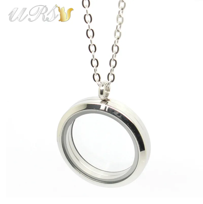 20mm/25mm/30mm/35mm twist-off waterproof locket 316L stainless steel plain floating memory locket pendant with necklace