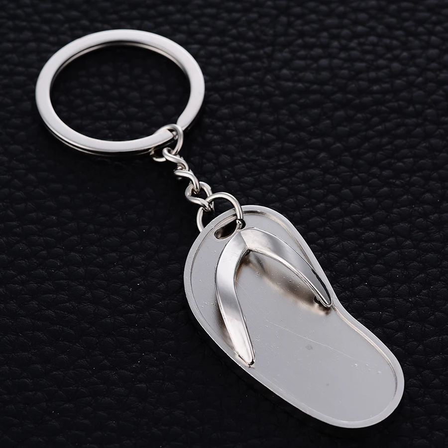 3D Slippers Zinc Alloy Car Key Chain Charms Pendant Key Ring Flip Flop Keychain For Keys Bag Keyring Jewelry Accessories J042