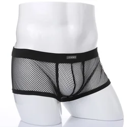 CLEVER-MENMODE Boxer de malla para hombre, ropa interior Sexy ultrafina, calzoncillos transparentes, bañadores, lencería, bragas masculinas