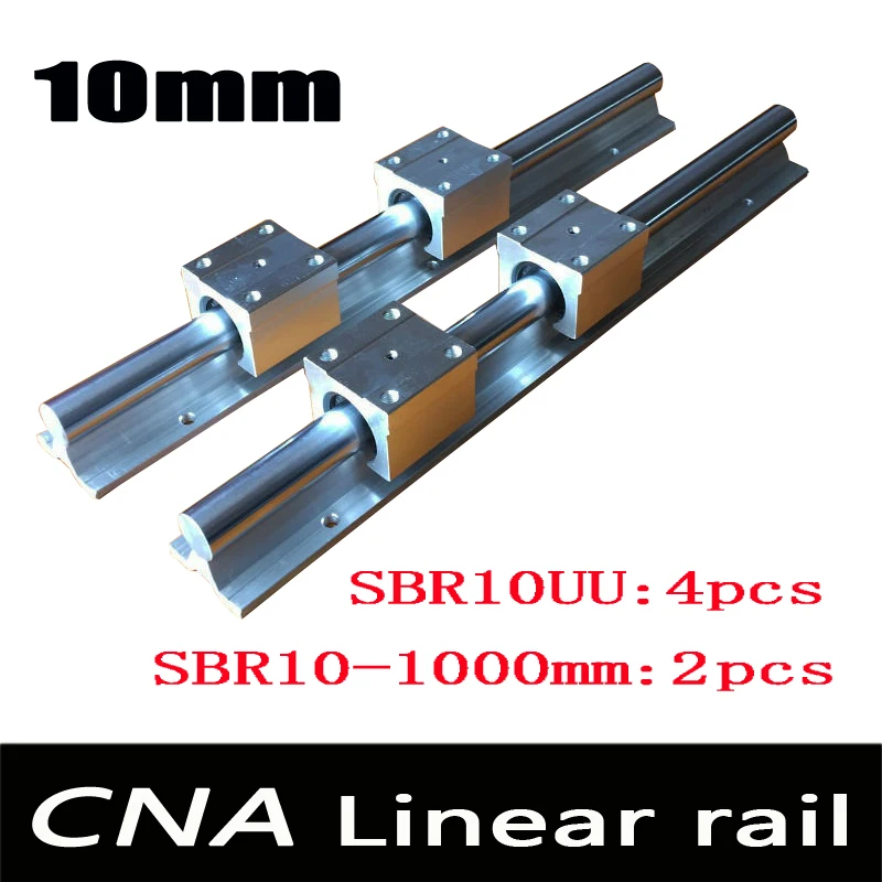 

2pcs SBR10 L 1000mm linear rail support with 4pcs SBR10UU linear guide auminum bearing sliding block cnc parts