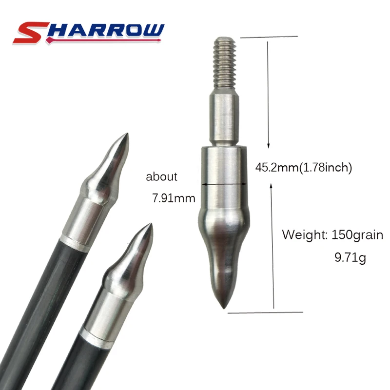 Sharrow 10 Pieces Archery 150 Grain Target Arrowhead Stainless Steel Broadhead Shooting Hunting Arrow Accessory