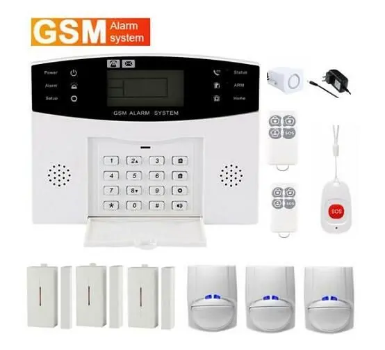 Wireless GSM Alarm System With 3 Door Sensor 3 PIR Motion Detector 1 SOS Button