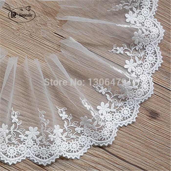 White Cotton Wire Embroidered Lace Fabric , DIY Handmade Lace Materials, Clothing Accessories Lace RS565