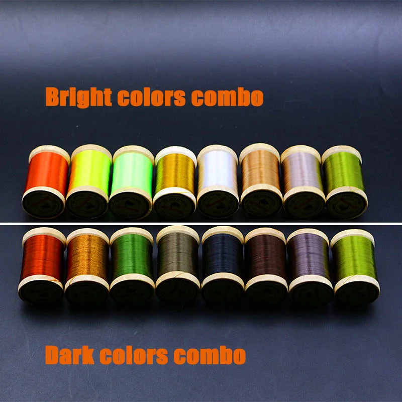 Royal Sissi 15 สีไม้ขนาดเล็ก spooled fly tying ด้าย 8/0 แว็กซ์สูง 300yds/spool 75 Denir hybrid เส้นใยผูกด้าย