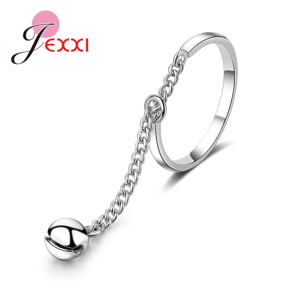 New Fashin Adjustable Ring Extended Chain Pendant Beads 925 Sterling Silver Needle Jewelry Fine Fashion Female Jewelry Wholesale