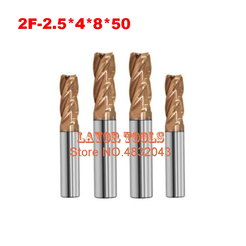 2F-2.5*4*8*50 HRC60,carbide Square Flatted End Mills coating:nano TWO flute diameter 2.5mm, The Lather,boring Bar,cnc,machine