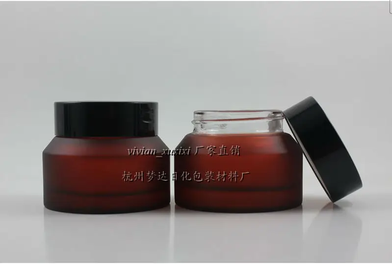 

50pieces High quality 50g rose red glass cream jar, 50 g empty amber glass cosmetic jar ,frost 50g glass jar or cream container