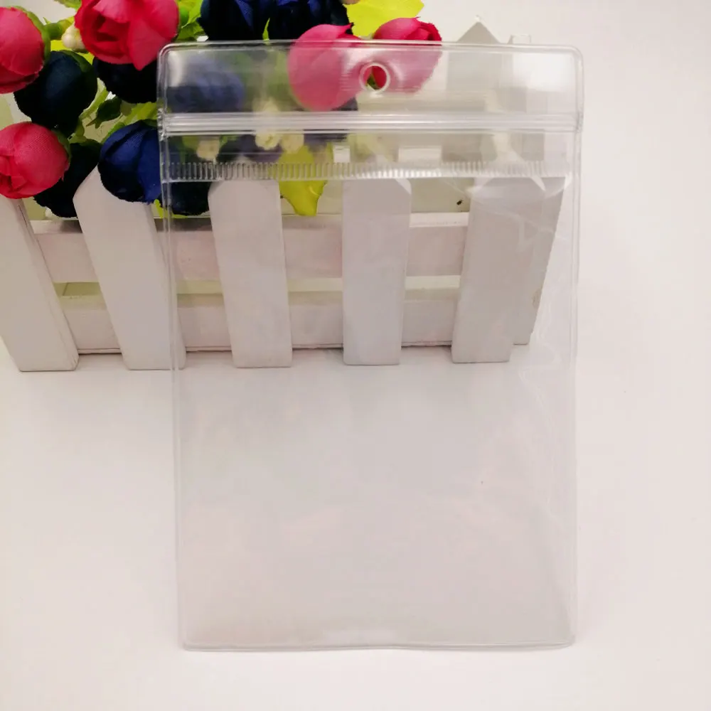 100pcs RUIHAOYU Clear Gift Packing Bags Transparent PVC Reclosable Ziplock Plastic Bag Jewelry Storage Bag&Pouch With Hang Hole