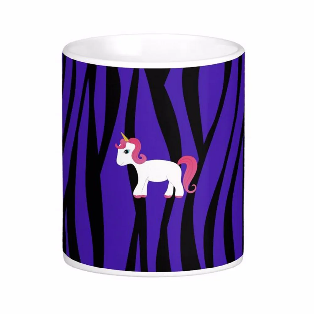 Unicorn Purple Zebra Stripes White Coffee Mugs Tea Mug Customize Gift By LVSURE Ceramic Mug Travel Coffee Mugs