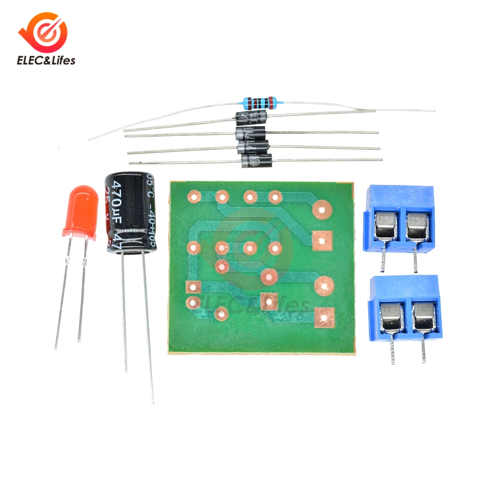 N4007 Full Wave สะพาน DIY ชุด AC To DC Converter ชิ้นส่วนอิเล็กทรอนิกส์ Suite
