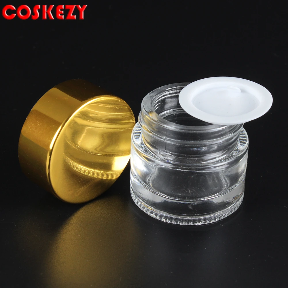 30g cosmetic glass jar with shiny golden and 30g cosmetic containers cream jar in stock