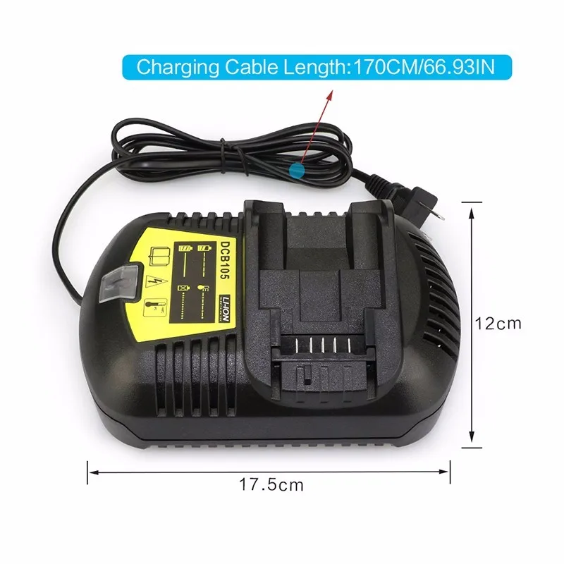 Pengganti Pengisi Daya Cepat DCB105 DCB101 DCB102 DCB200 DCB201 untuk Baterai Isi Ulang Dewalt 12V 20V MAX Li-ion