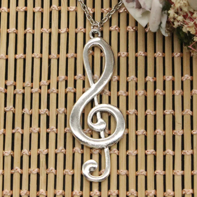 New Fashion Musical Note Pendants Round Cross Chain Short Long Mens Womens DIY Silver Color Necklace Jewelry Gift