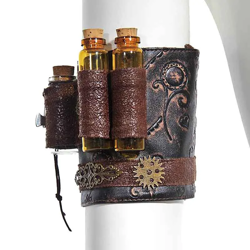 

Corzzet Rtro Brown Faux Leather Arm Wirstbands Burlesque Steampunk Gothic Victorian Accessories Corsets