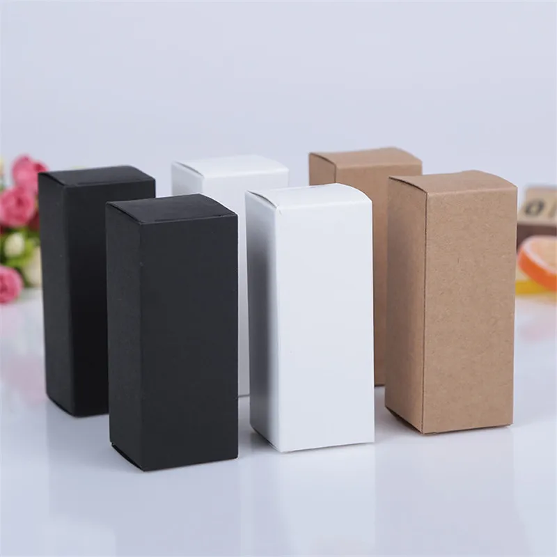 1000Pcs/Lot Black White Kraft Paper Cardboard Box Lipstick Cosmetic Perfume Bottle Kraft Paper Box Essential Oil Packaging Box