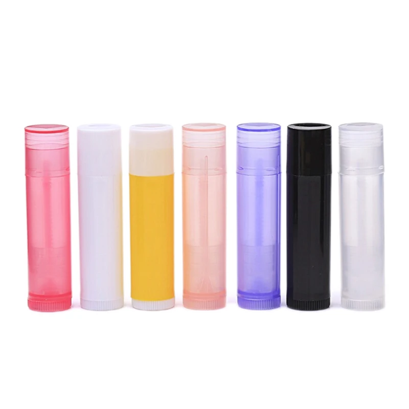 10pcs/lot 5g DIY Lip Tubes Containers Transparent Empty Plastic Lip Balm Tubes Lipstick Case Candy Colors 6.7cm x 1.6cm