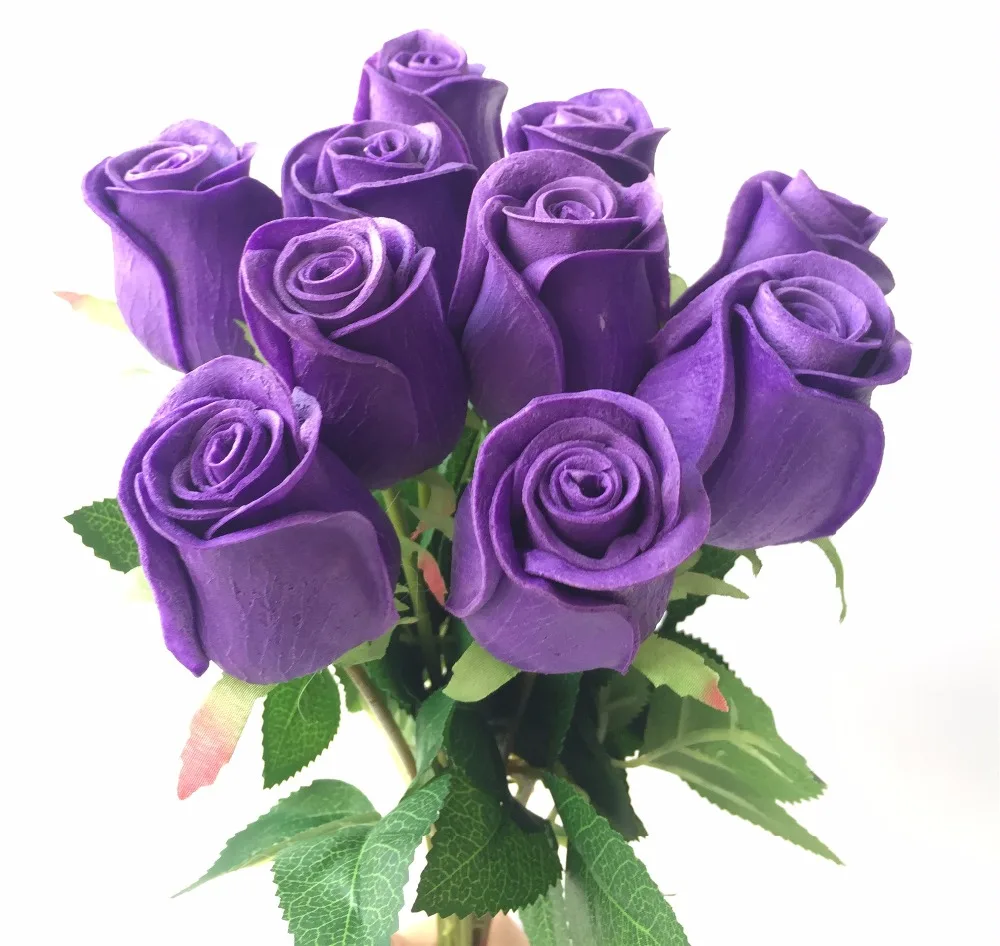 11pcs Real Touch PU Roses Artificial Natural Looking Faux Rose Flowers for Wedding Party Floral Decoration