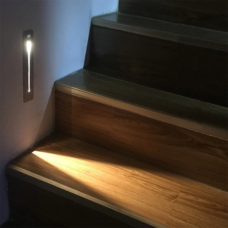 

Indoor Led Motion Sensor Stair Light AC85-265V Recessed Wall Lamp Sconce Lights 2W Step Lamps Stairway Lights Corridor Light