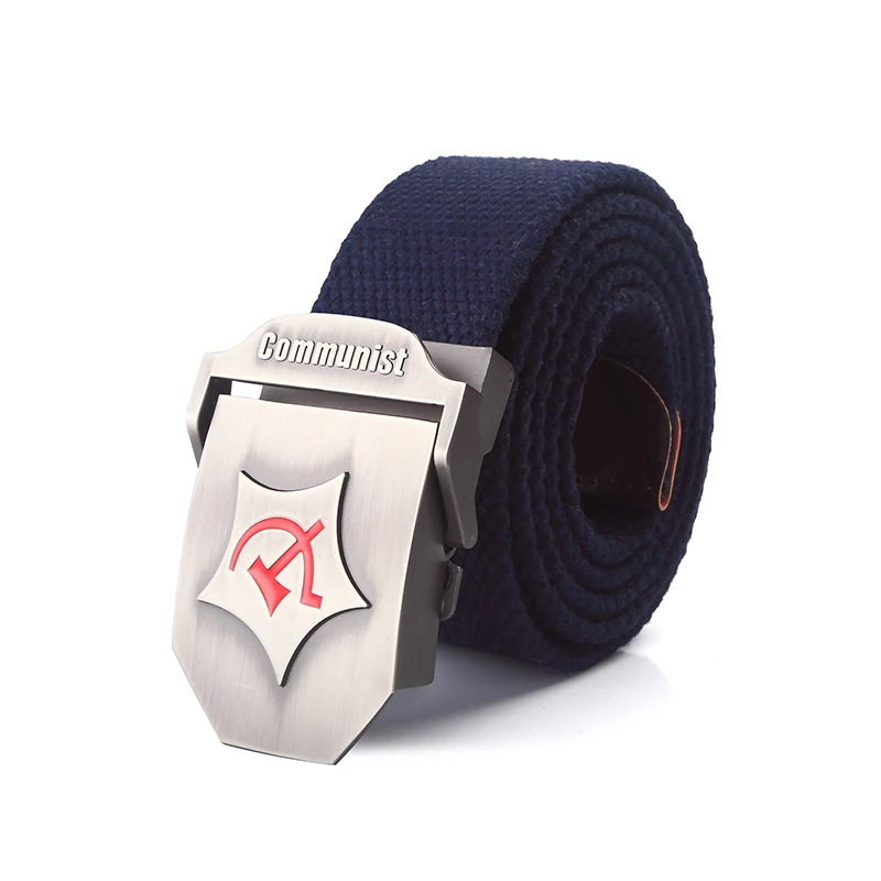 BOKADIAO Men&Women Military Canvas Belt Luxury CCCP Communist Red Metal Buckle Jeans Belt Army Tactical Belts for Men Strap Male