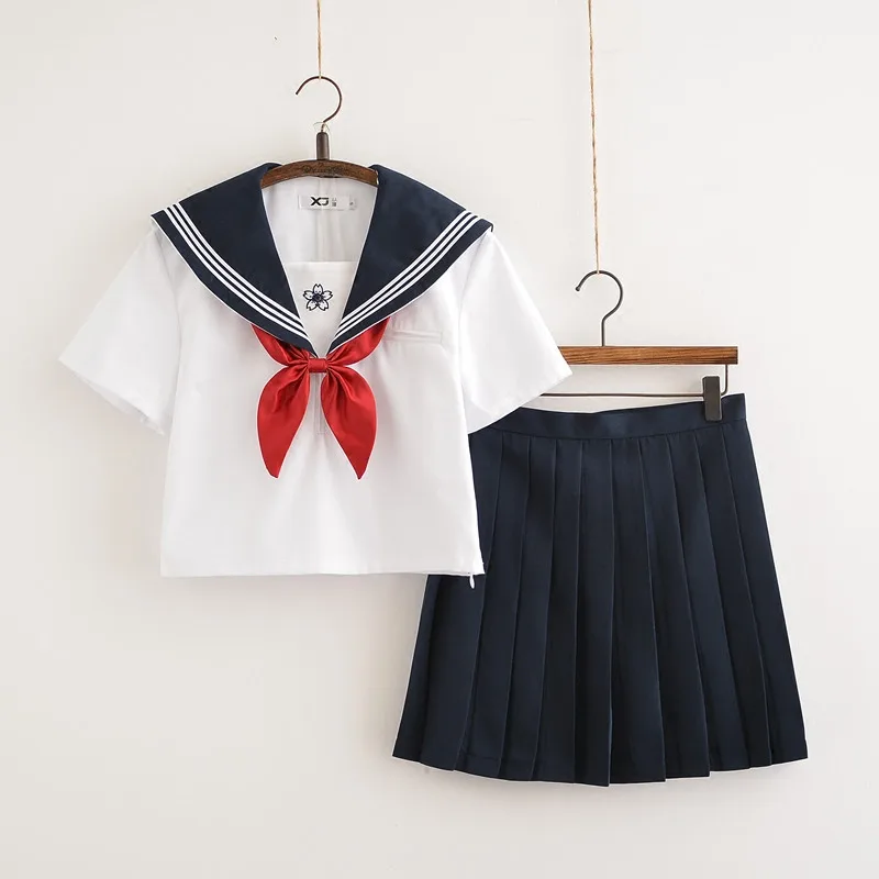 New Arrival Japanese JK Sets School Uniform Girls Sakura Embroideried Autumn High School Women Novelty Sailor Suits Uniforms XXL