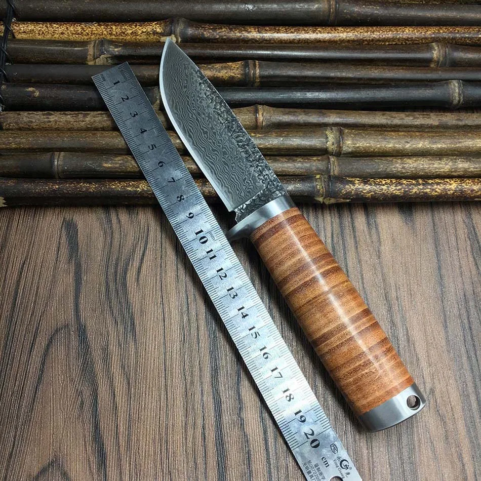 58RHC  High-carbon steel  Handmade Damascus steel  Straight Knife Forged Steel  Hunting Fixed Tactical Knives