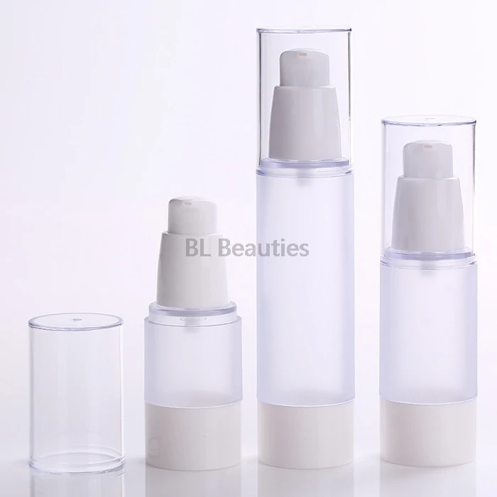 15ml 30ml 50ml 반투명 바디 병 리필 용기 용 투명 에어리스 진공 펌프, 로션 세럼 화장품 액체