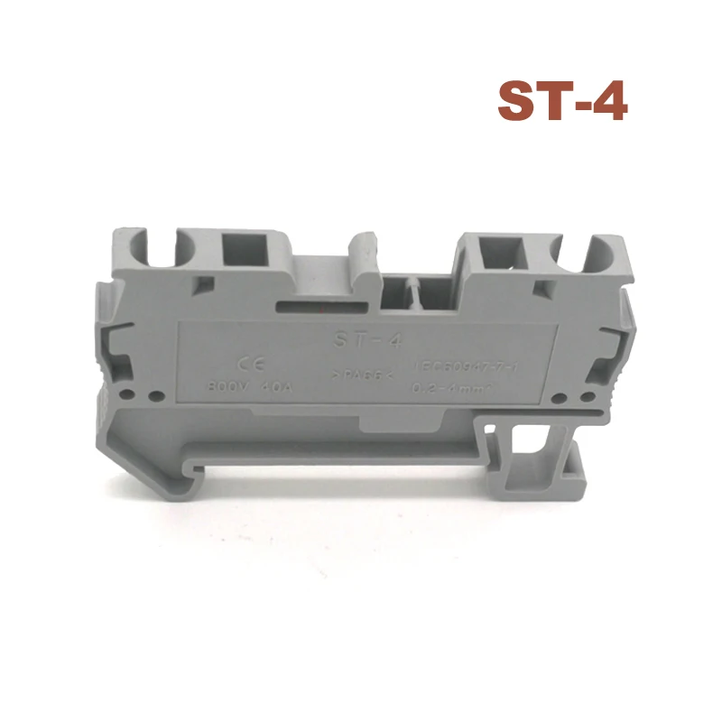 1/5Pcs Spring Terminal Block Connector ST-4 Din Rail Morsettiera Screwless Wire Cable Connector Copper Bornier 30A 2.5mm2