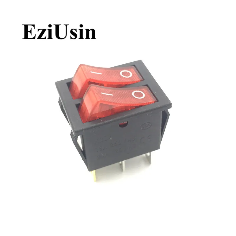 1pcs On-Off KCD8-212N KCD2 6Pin Black Red Boat Car Rocker Switch 16A 250V 20A 125V AC Button 6P 24*30mm 24x30 KCD3-606 KCD3-2