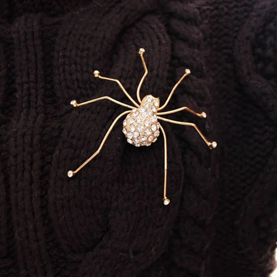 2018 Broches Jewelry Fashion Crystal Rhinestone Spider Brooch Pins Costume Insect Broche Vintage Large Brooches For Women Men