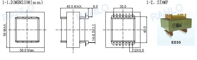 EE55/55/21A Transformer Bobbin  PC40 ferrite Core