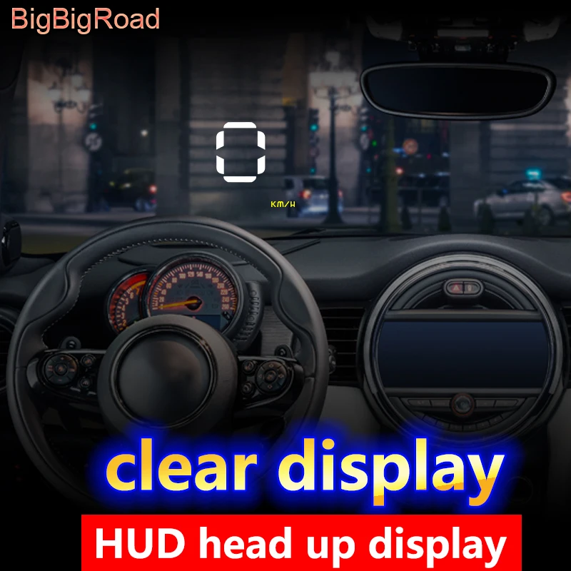 BigBigRoad Car HUD Head Up Display OBDII 2 EUOBD Interface Speedometer Windscreen Projector speed voltage Fuel Alarming