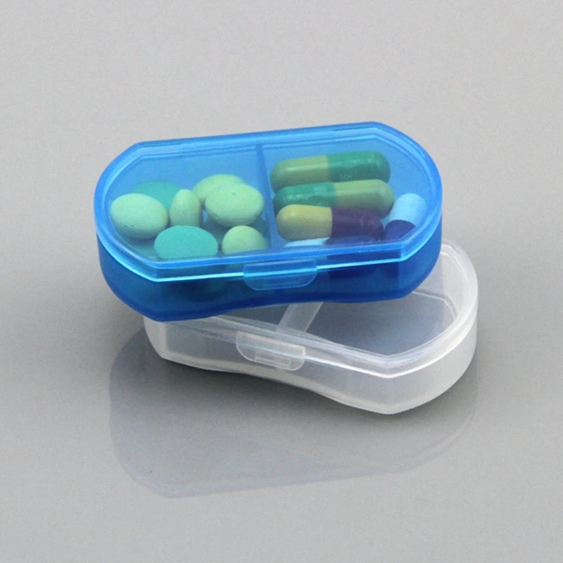 YAS Portable 2 Grids Pill Box Holder Medicine Storage Organizer Container Case for Travel Pill Cases Splitters New