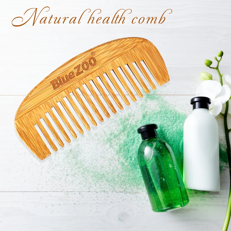 1Pc Natural Bamboo Wooden Portable Hair Comb Massage Scalp Anti-static Men\'s Beard Comb 12*5.2cm Women Hair Styling tool