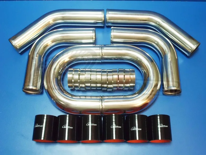 

2.36" INCH / OD 60mm TURBO INTERCOOLER PIPE /ALUMINUM PIPING/ thickness 2 mm + T-CLAMPS + SILICONE HOSES BLUE