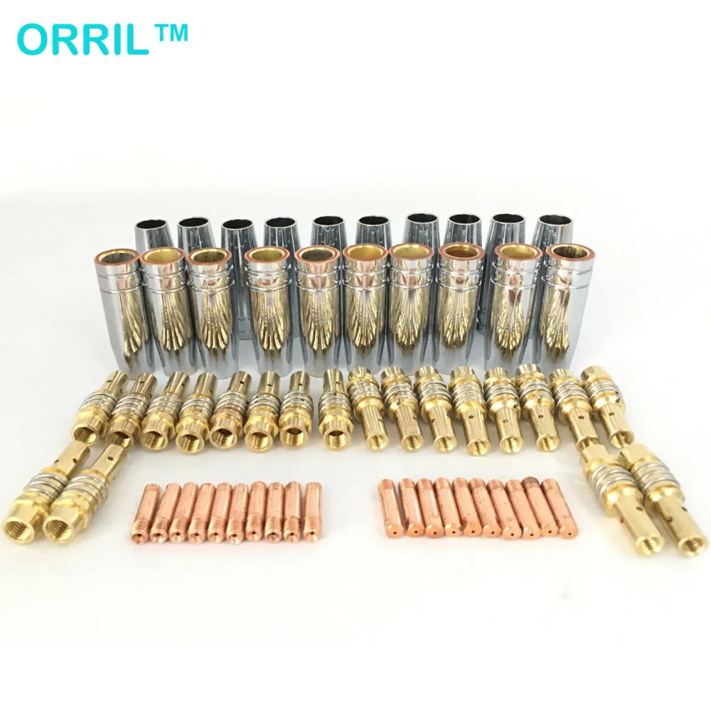 60pcs MB 15AK Nozzles Contact Tips Holder and Contact tips m6*25*1.0 Consumables Kit For Mig Welding Torch