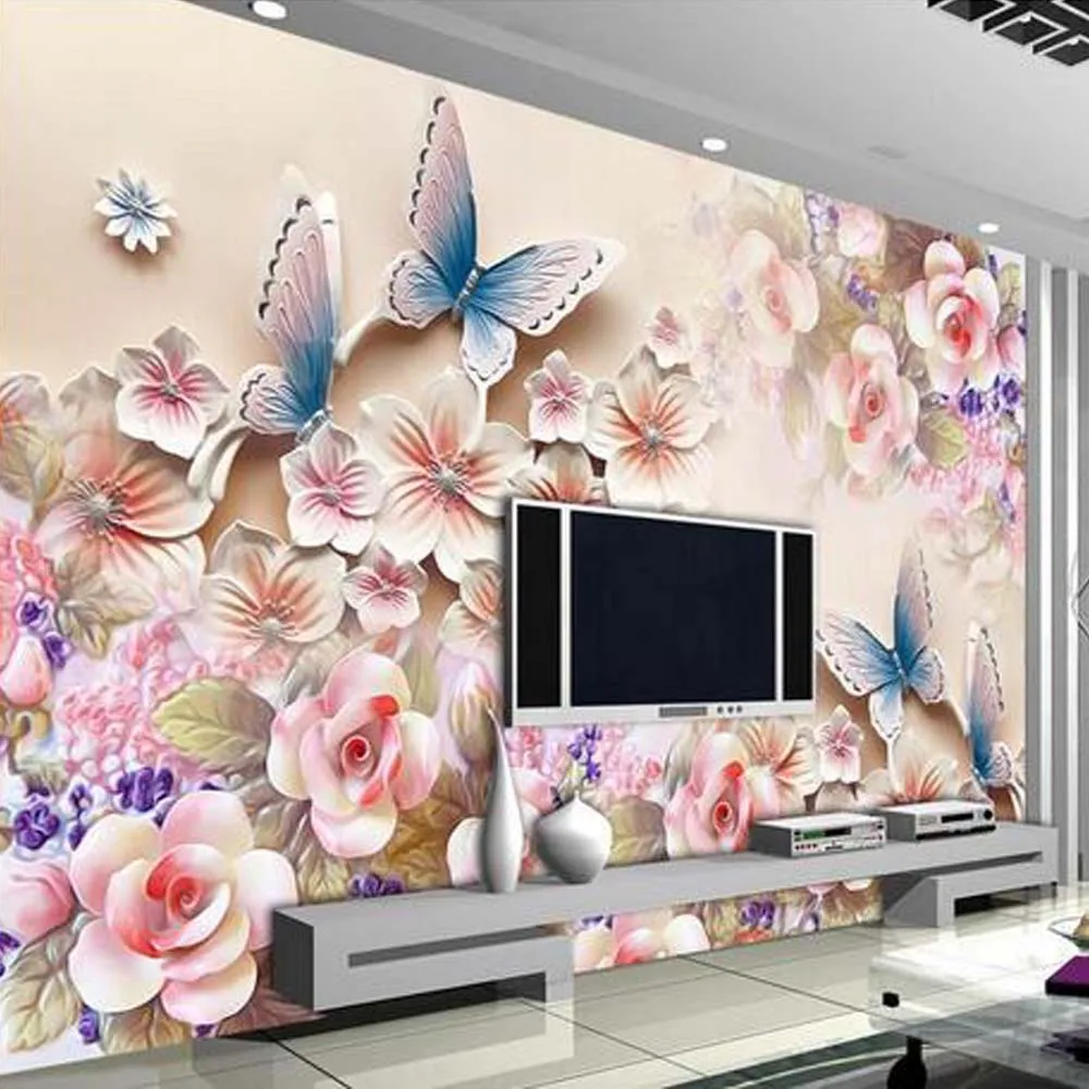 

3D Photo Wallpapers flower Mural Living Room TV Background Wall Papers Roll Walls Art Decor papel de parede 3d Painting