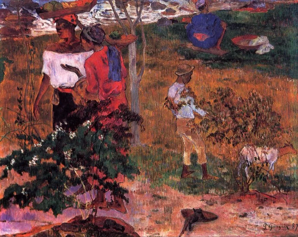 High quality Oil painting Canvas Reproductions Tropical Conversation (1887)  by Paul Gauguin hand painted